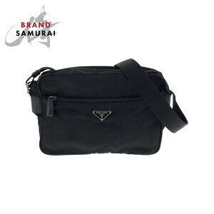 Prada Tessuto triangular logo plate black nylon Shoulder Bag
